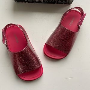 Mini melissa girls pink glitter sandals size 9